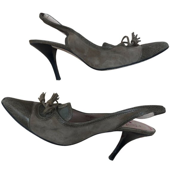 Plenty Tracy Reese Fiona Leather Slingback Heels Tassel Pointed Toe Size 39 | 9 - Picture 1 of 9